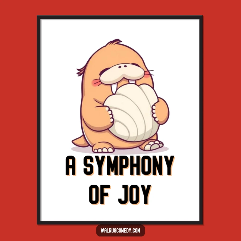 Funny Walrus Seashell Digital Print: Hilarious Wall Art for Instant Download