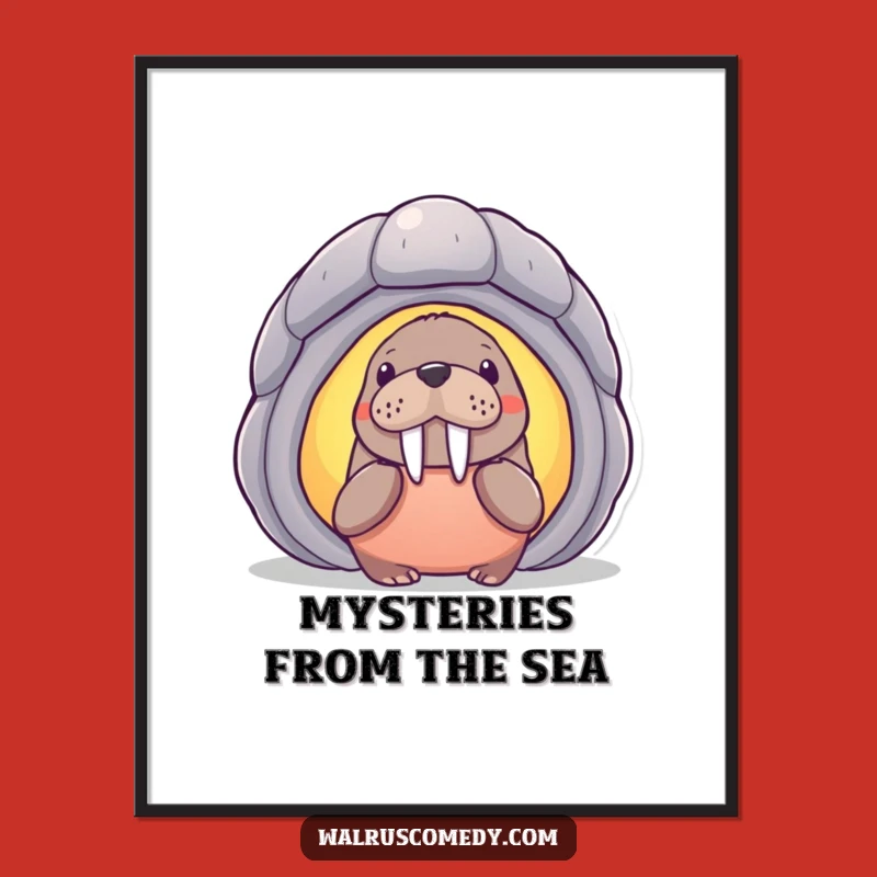 Funny Walrus Shell Digital Art, Humorous Wall Decor Gift Download