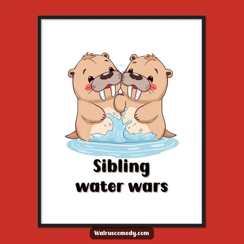 Funny Walrus Siblings Splash Digital Art: Decorate with Family Fun