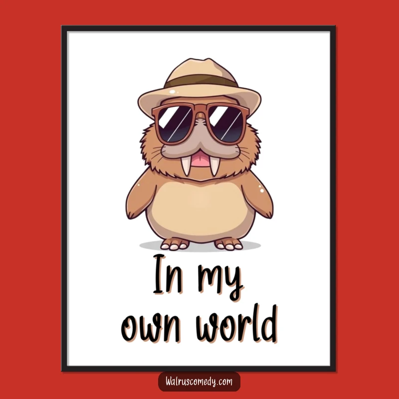 Funny Walrus Sunglasses Hat Digital Print: Hilarious Wall Art for Instant Download