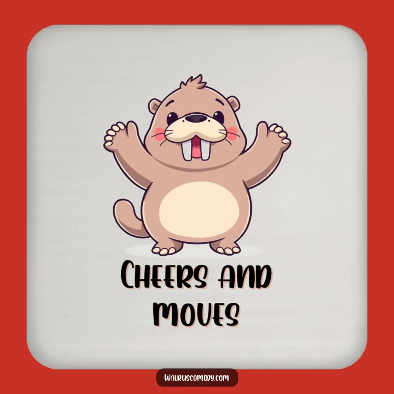 Funny Walrus Happy Dance Coaster - Protect Surfaces with Joyful Flair!