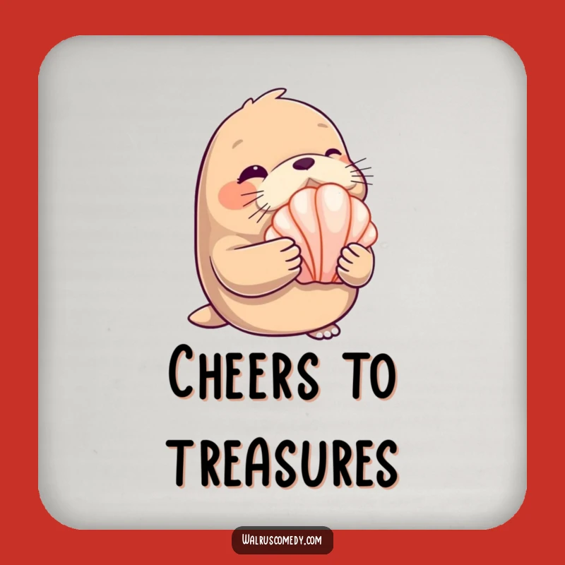 Funny Winking Walrus Seashell Coaster - Beach Table Protector Gift