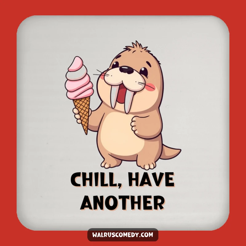 Funny Walrus Ice Cream Coaster: Protect Surfaces with Sweet Fun, Delightful Humorous Gift