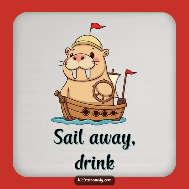 Funny Adventurous Walrus Ship Coaster: Protect Surfaces with Nautical Charm