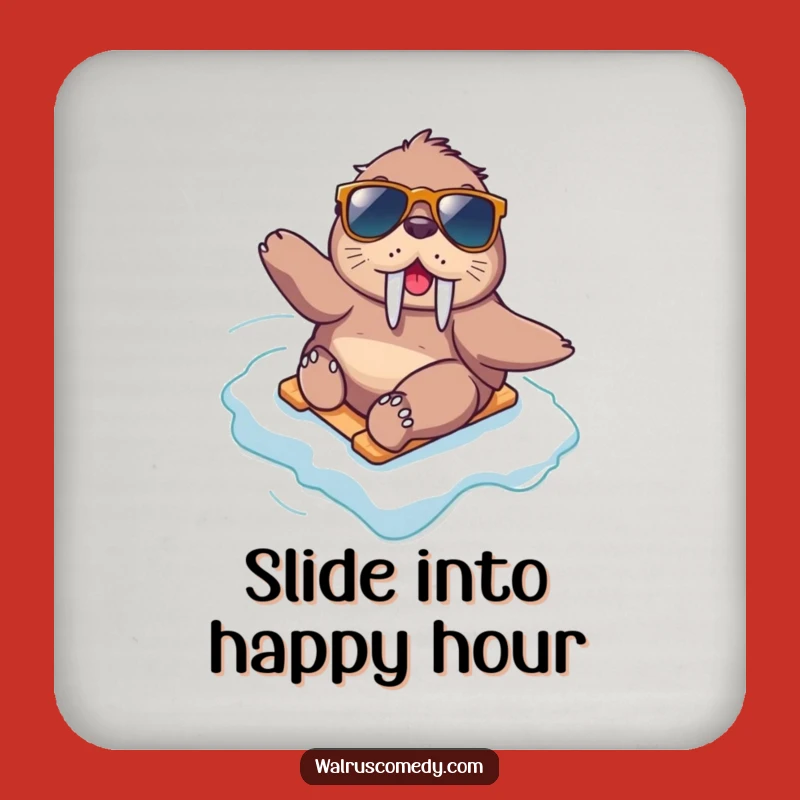Funny Kawaii Walrus Sliding Coaster: Cool Drinks Funny Gift!