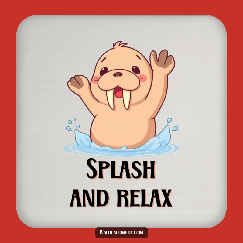 Funny Kawaii Walrus Splashing Drink Coasters: Protect Surfaces with Style!