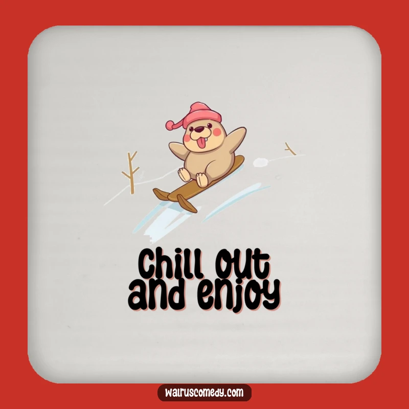 Funny Snow Walrus Drink Coaster: Hilarious Winter Bar Decor Gift!