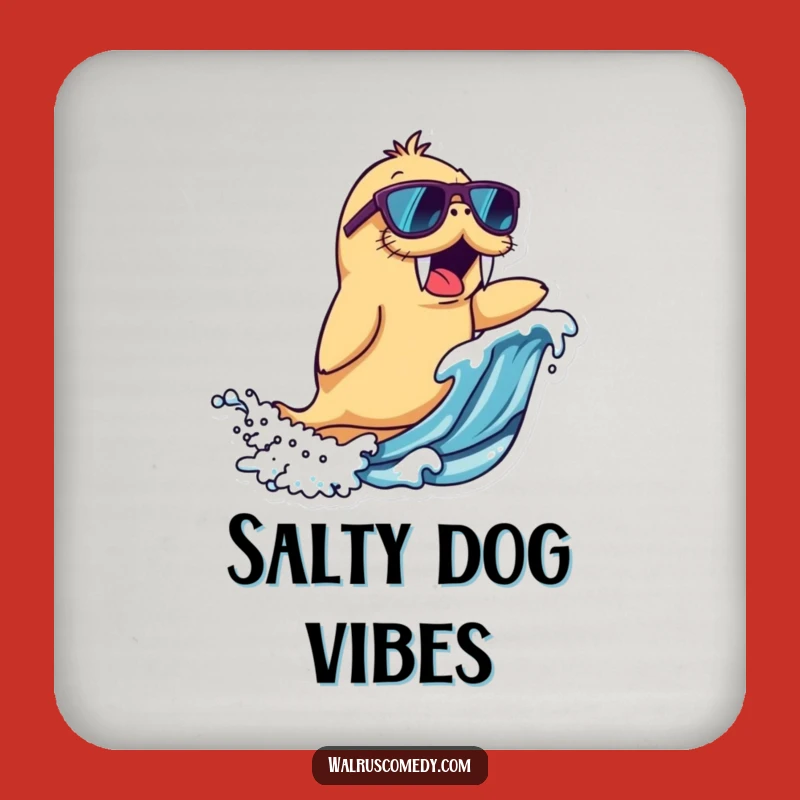 Funny Walrus Coaster - Surfing Protector, Great Housewarming Gift