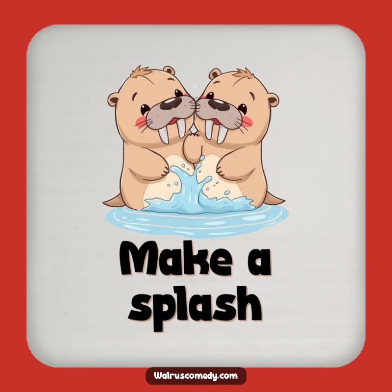 Funny Walrus Siblings Splash Coaster: Protect Surfaces with Fun