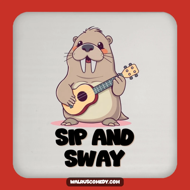 Funny Walrus Ukulele Coaster - Protect Surfaces with Musical Charm!