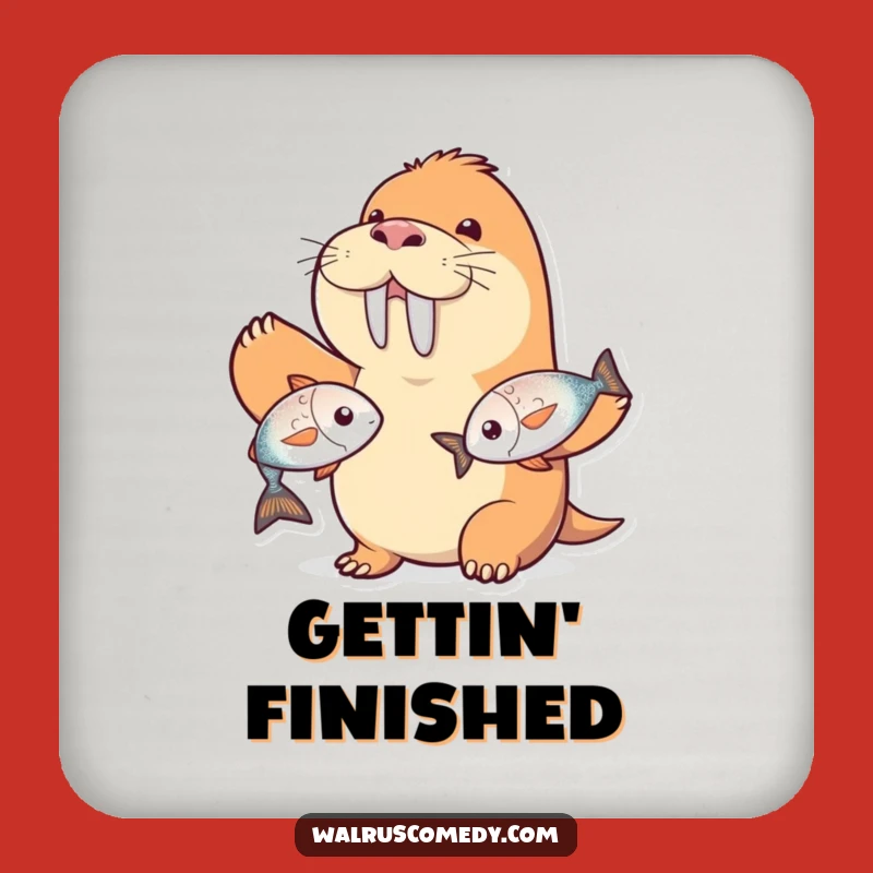 Funny Walrus Coaster - Juggling Protector, Great Housewarming Gift