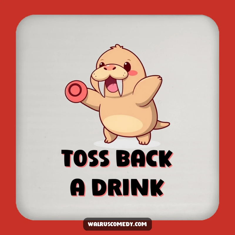 Kawaii Walrus Frisbee Coaster - Protect Surfaces with Fun, Funny Gift