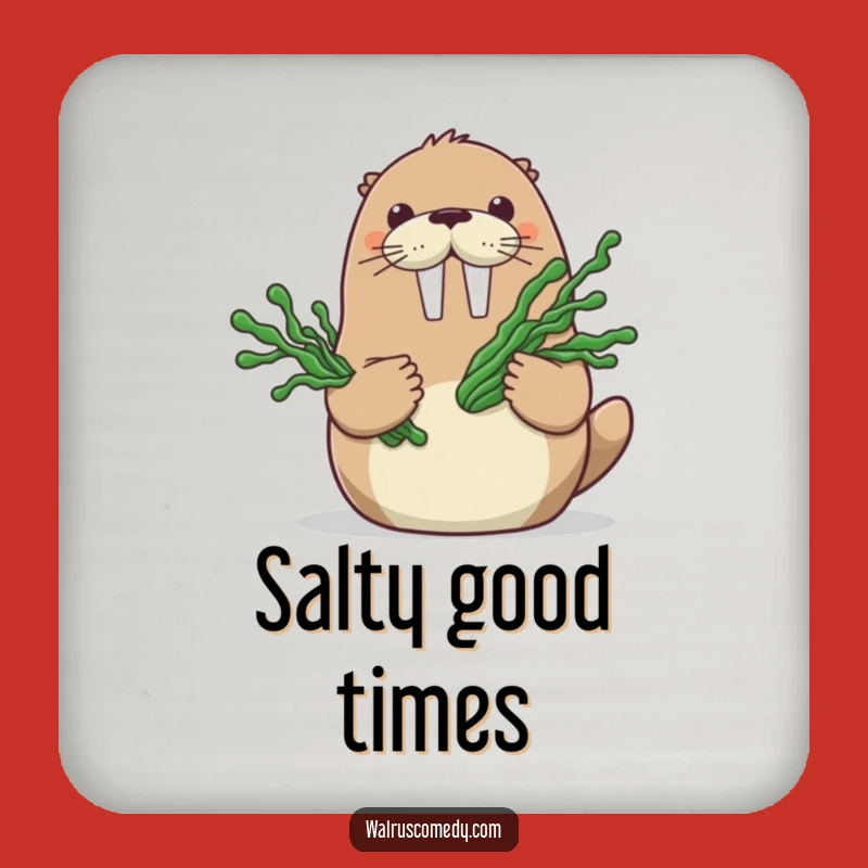 Funny Walrus Seaweed Bouquet Drink Coaster - Cute Cartoon Walrus Table Protector, Perfect Funny Gift