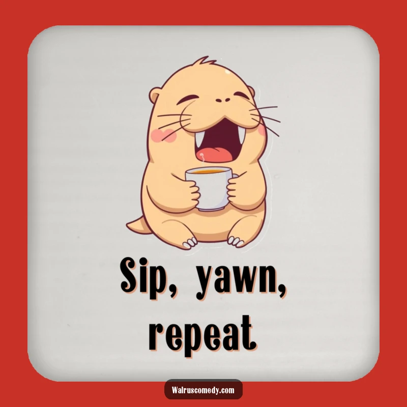 Funny Tired Walrus Yawn Coaster: Protect Surfaces with Sleepiness
