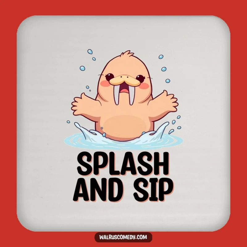 Funny Walrus Splashing Water Coaster, Protect Surfaces with Fun, Cute Funny Gift
