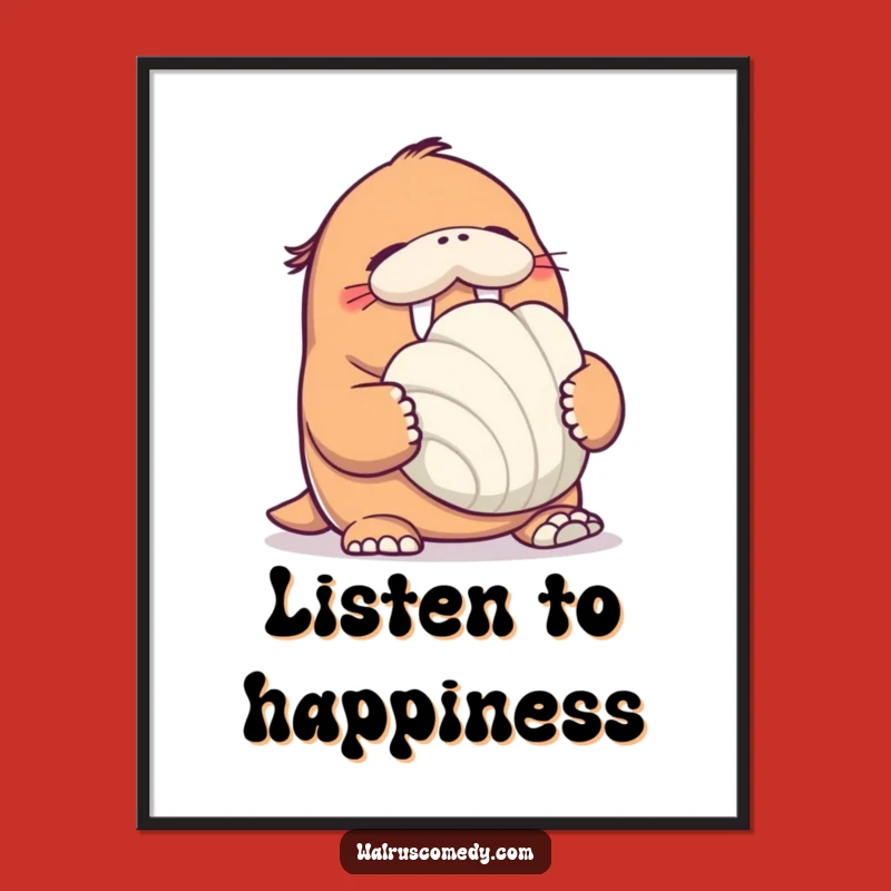 Funny Walrus Seashell Poster: Hilarious Wall Art for Beach Lovers