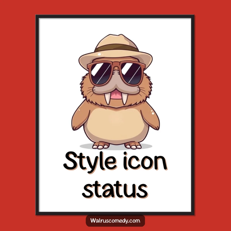Funny Walrus Sunglasses Hat Poster: Hilarious Wall Art for a Cool Vibe
