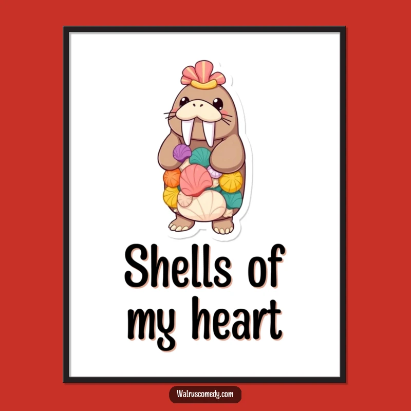 Funny Walrus Seashell Poster - Add Whimsy to Your Wall!
