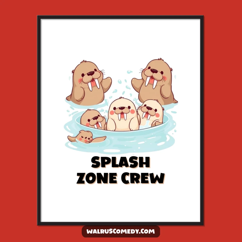 Funny Walrus Poster - Splash Party Art, Unique Gift for Wall Decor