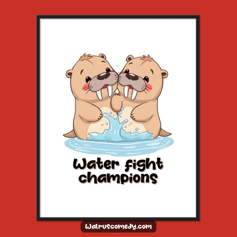 Funny Walrus Siblings Splash Poster: Add Playful Vibes to Your Walls