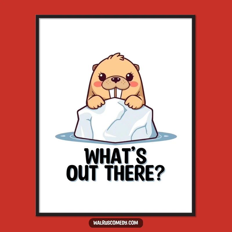 Funny Kawaii Walrus Peek Poster - Curiosity on Your Walls!