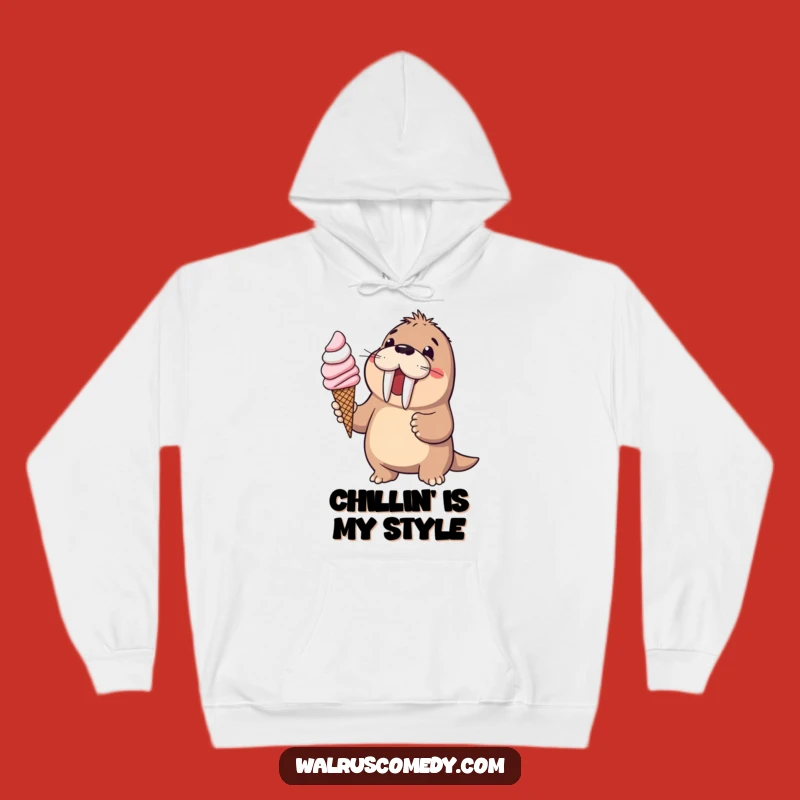 Cozy Funny Walrus Ice Cream Hoodie: Warmth with a Sweet Twist, Ideal Humorous Gift