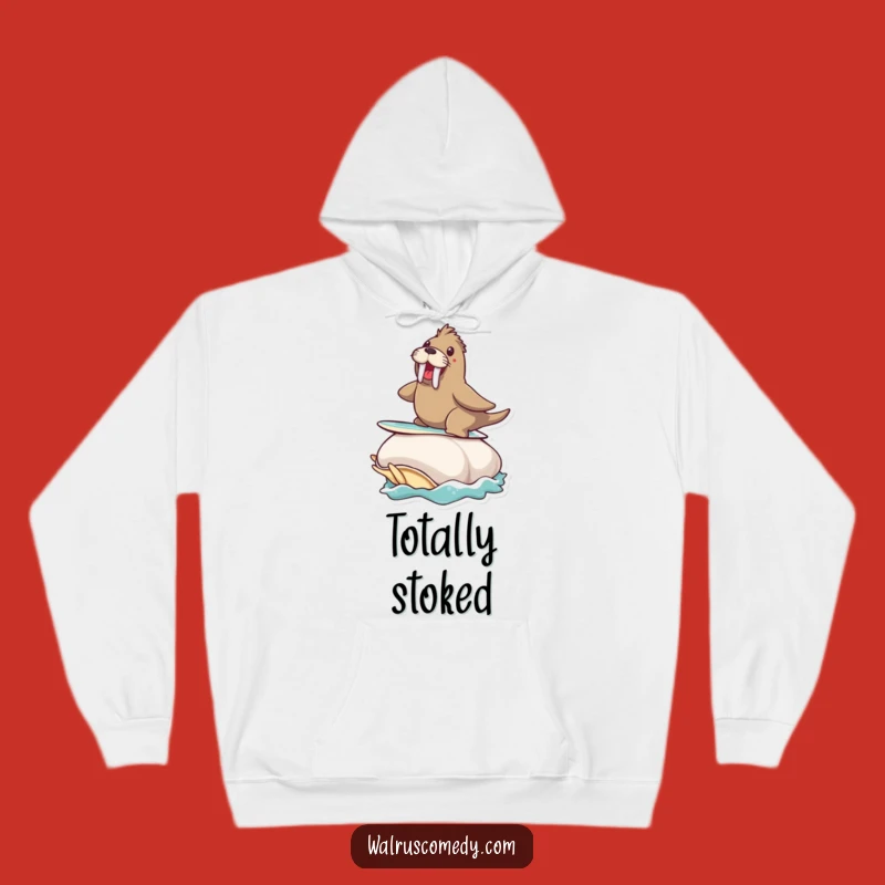 Cozy Funny Walrus Hoodie - Surf's Up for Warmth and Laughter