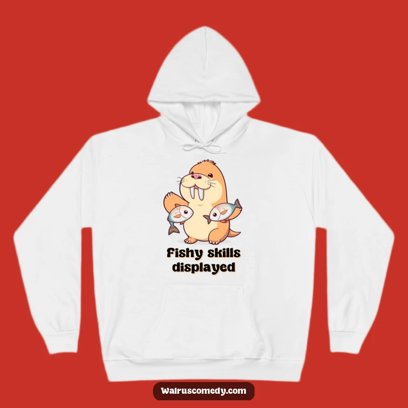 Funny Walrus Hoodie - Juggling Fish Comfort, Ideal Funny Gift for Marine Fans