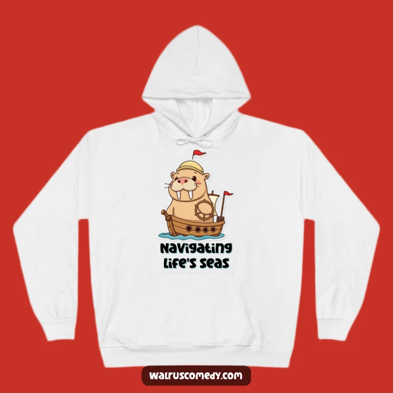 Funny Adventurous Walrus Ship Hoodie: Cozy Up for Your Voyage