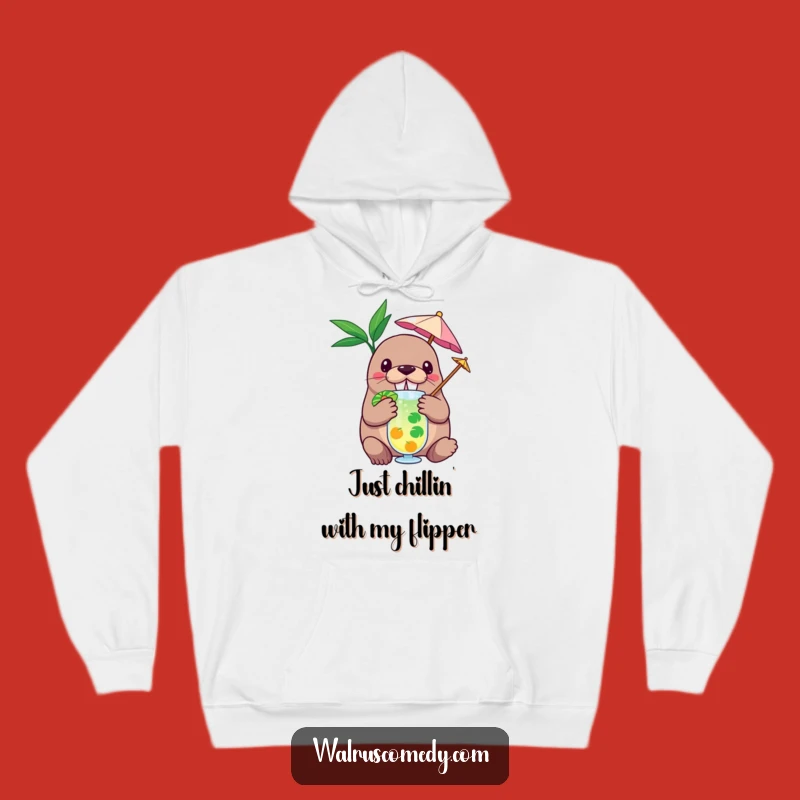 Funny Walrus Hoodie: Cozy Up with This Hilarious Tropical Drink Sweatshirt Gift!