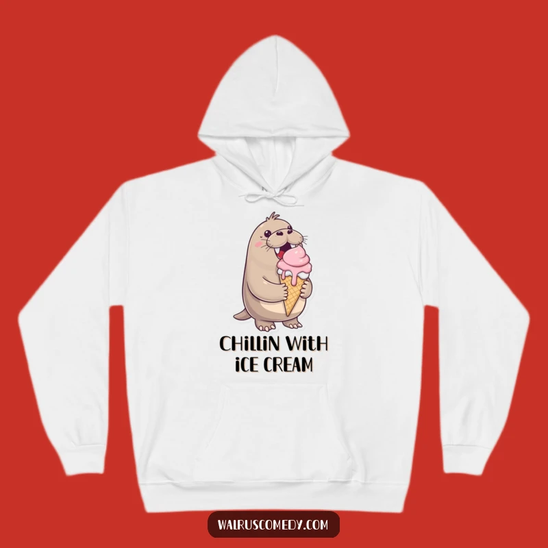 Funny Walrus Ice Cream Hoodie: Cheerful Cone Gift for Cozy Treats