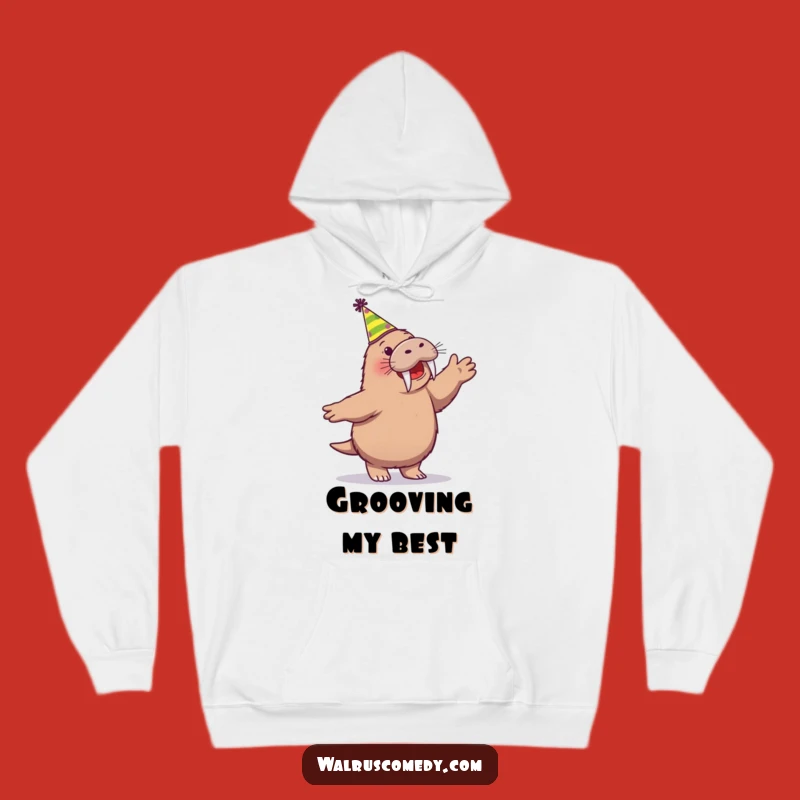Funny Walrus Party Dance Hoodie - Cozy Cartoon Walrus Sweatshirt, Great Funny Gift