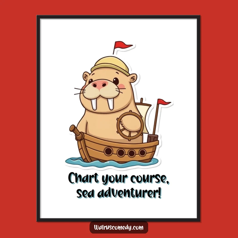 Funny Free Printable Wall Art: Adventurous Walrus Ship, Whimsical Downloadable Decor