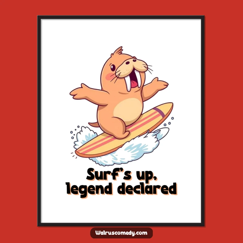 Free Printable Surfing Walrus Wall Art - Funny DIY Downloadable Decor for Beach Vibes