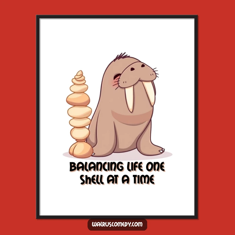 Free Printable Wall Art: Balanced Walrus Humor, Hilarious Downloadable Art for Your Space!