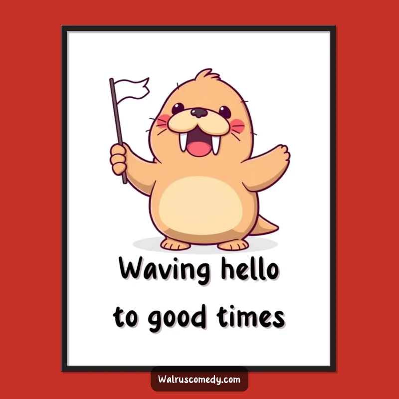 Free Printable Wall Art: Funny Walrus Flag Wave - Cheerful Downloadable Decor!