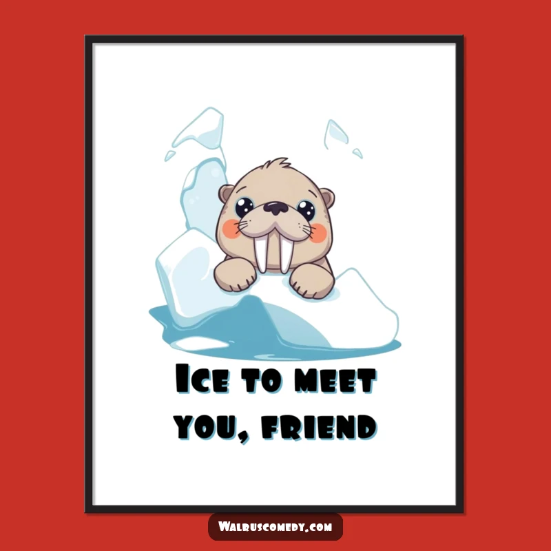 Free Printable Walrus Wall Art: Curious Big Eyed Iceberg Design for Humorous Downloadable Decor