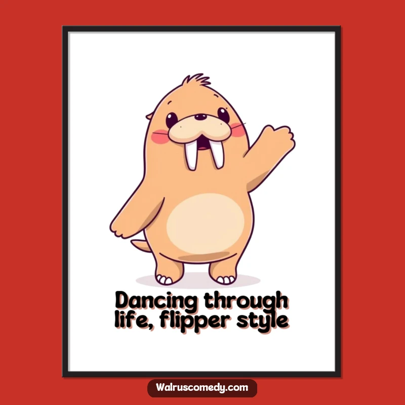Funny Free Printable Wall Art: Dancing Walrus, Energetic Downloadable Decor