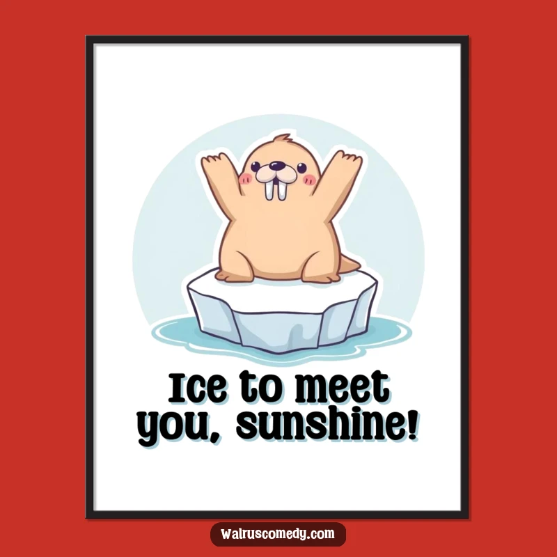 Funny Free Printable Wall Art: Kawaii Walrus Sunbathing Chill, Downloadable Decor