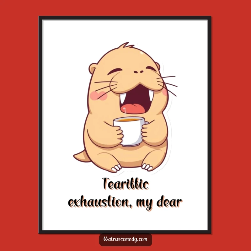 Funny Free Printable Wall Art: Tired Walrus Yawn, Whimsical Downloadable Decor