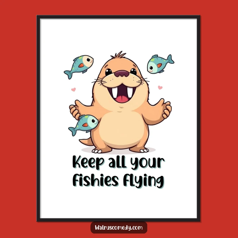 Free Printable Walrus Juggling Wall Art - Funny DIY Downloadable Decor for Whimsical Spaces