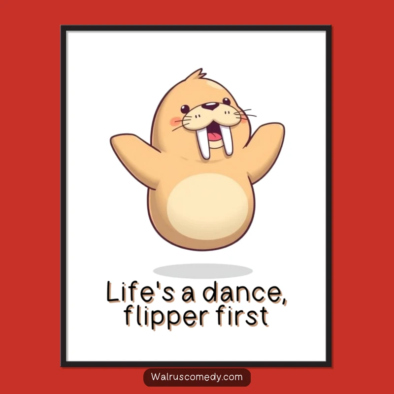 Free Printable Wall Art: Playful Walrus Dancing Solo - Hilarious Downloadable Art!