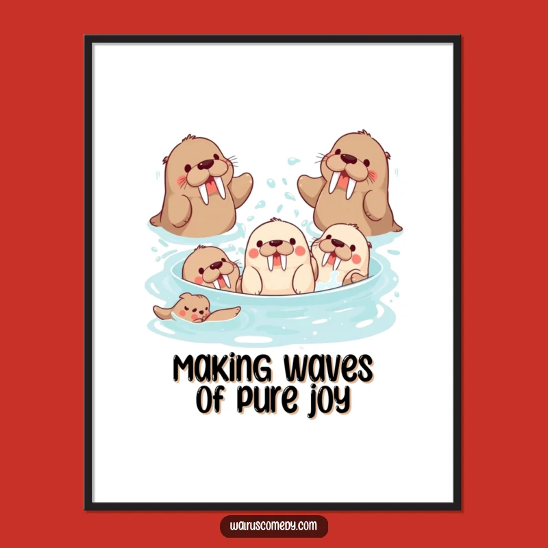 Free Printable Wall Art: Splashing Walrus Pals, Funny Group Downloadable Decor