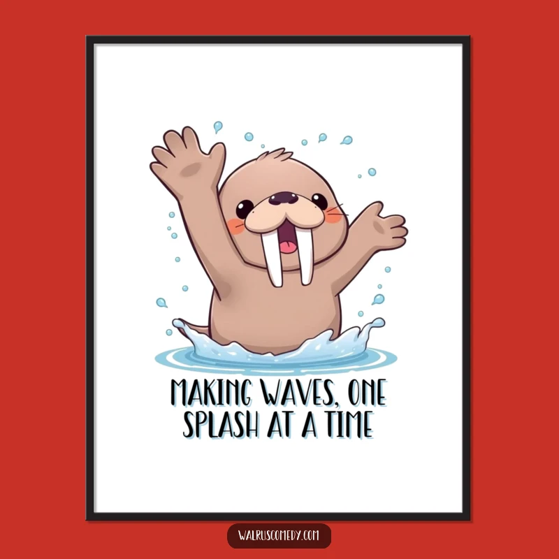 Free Printable Wall Art: Funny Kawaii Walrus Splash - Hilarious Downloadable Decor!
