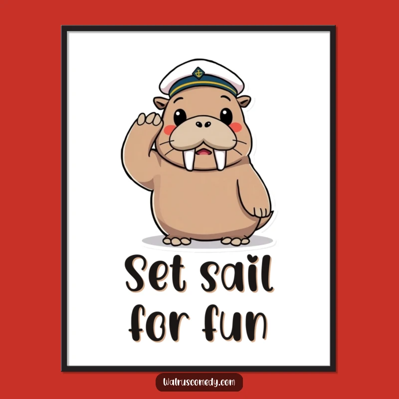 Funny Free Printable Wall Art: Sailor Walrus - Nautical Downloadable Art