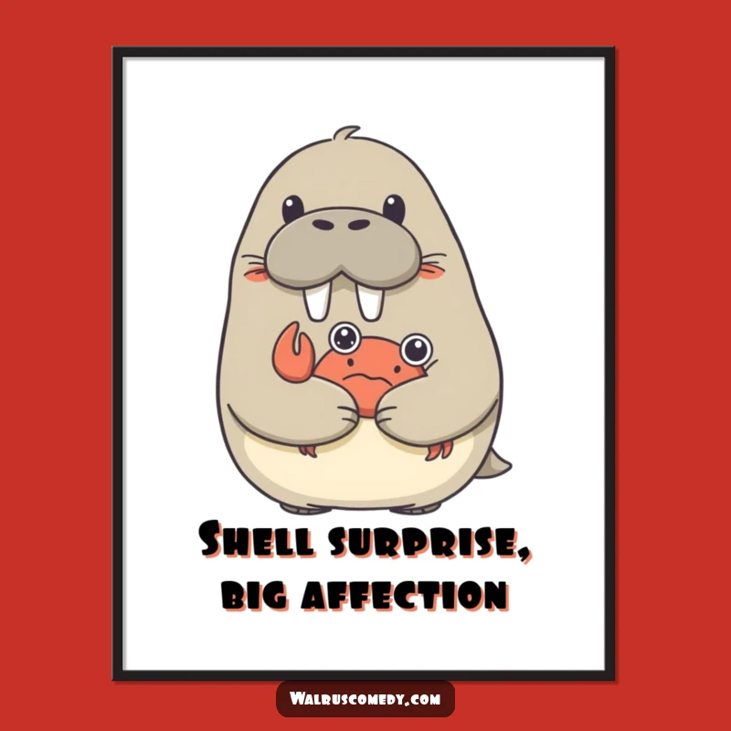 Free Printable Wall Art: Surprised Walrus & Crab Hug! Downloadable Decor
