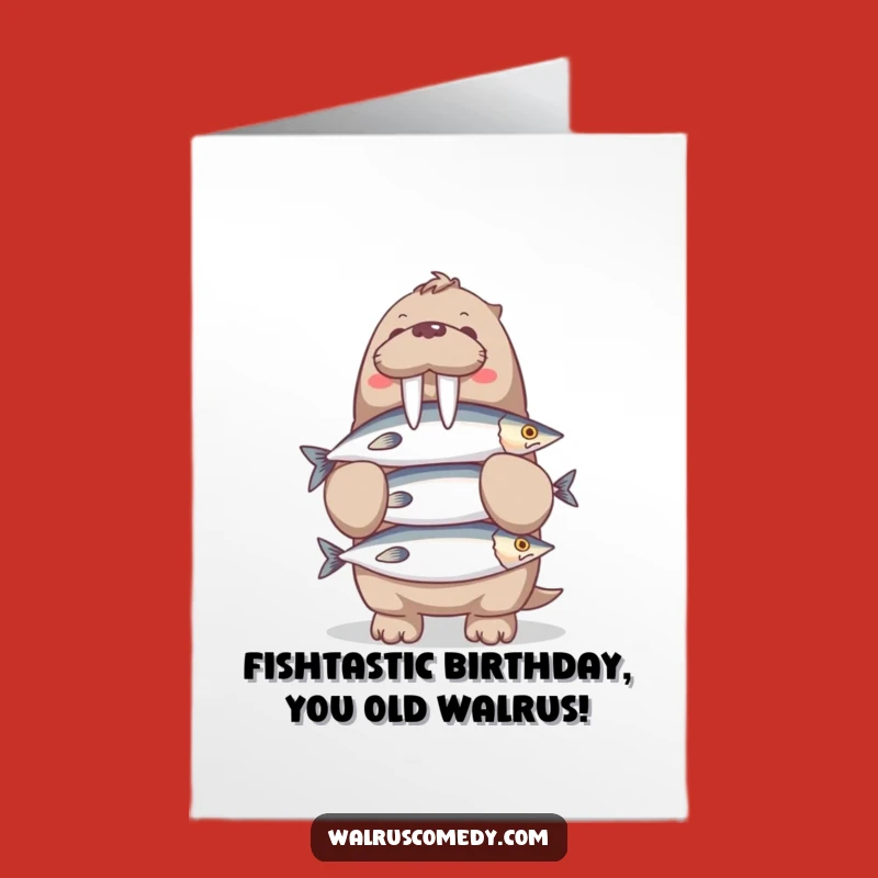 Free Printable Birthday Card: Funny Walrus Fish Stack - A Hilarious Downloadable Gift