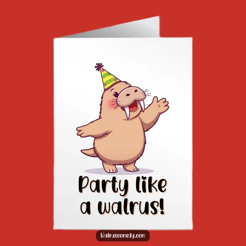 Free Printable Birthday Card: Dancing Walrus Party, Fun Downloadable Gift for Celebrations