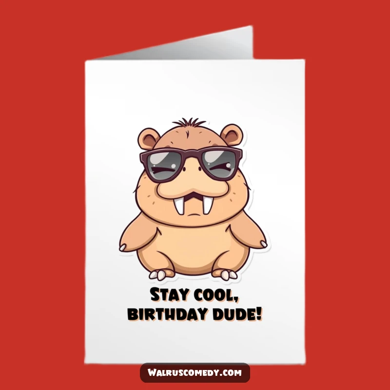 Free Printable Birthday Card: Winking Walrus Sunglasses Funny Downloadable Gift