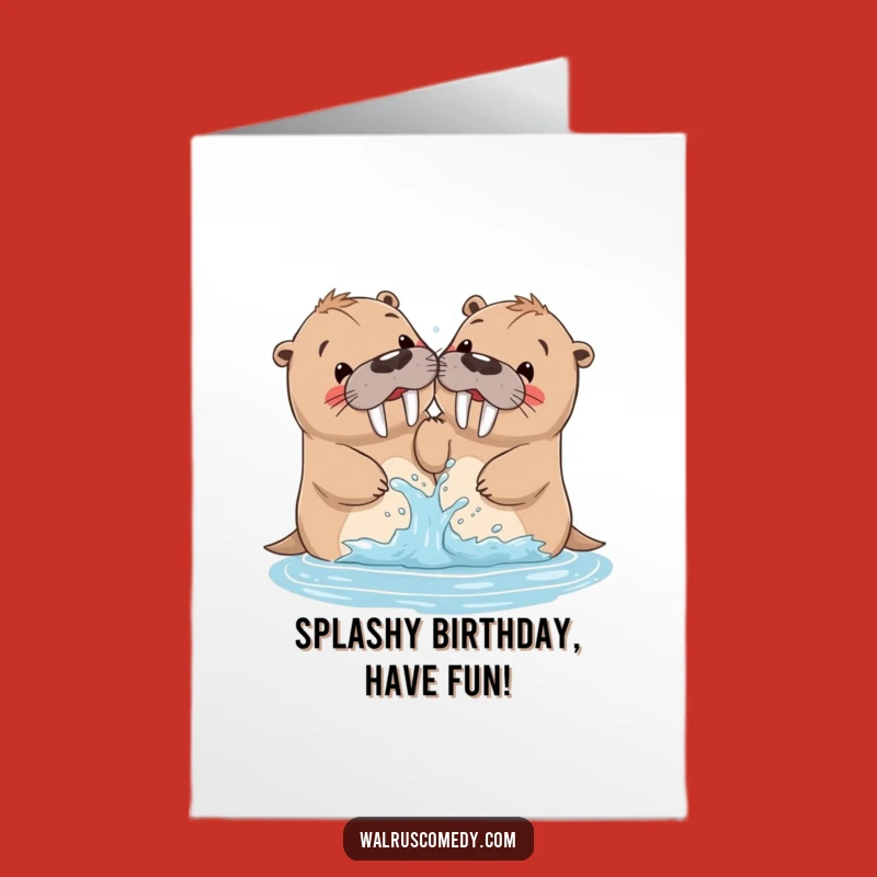 Free Printable Birthday Splash Card: Walrus Siblings, Hilarious Downloadable Gift